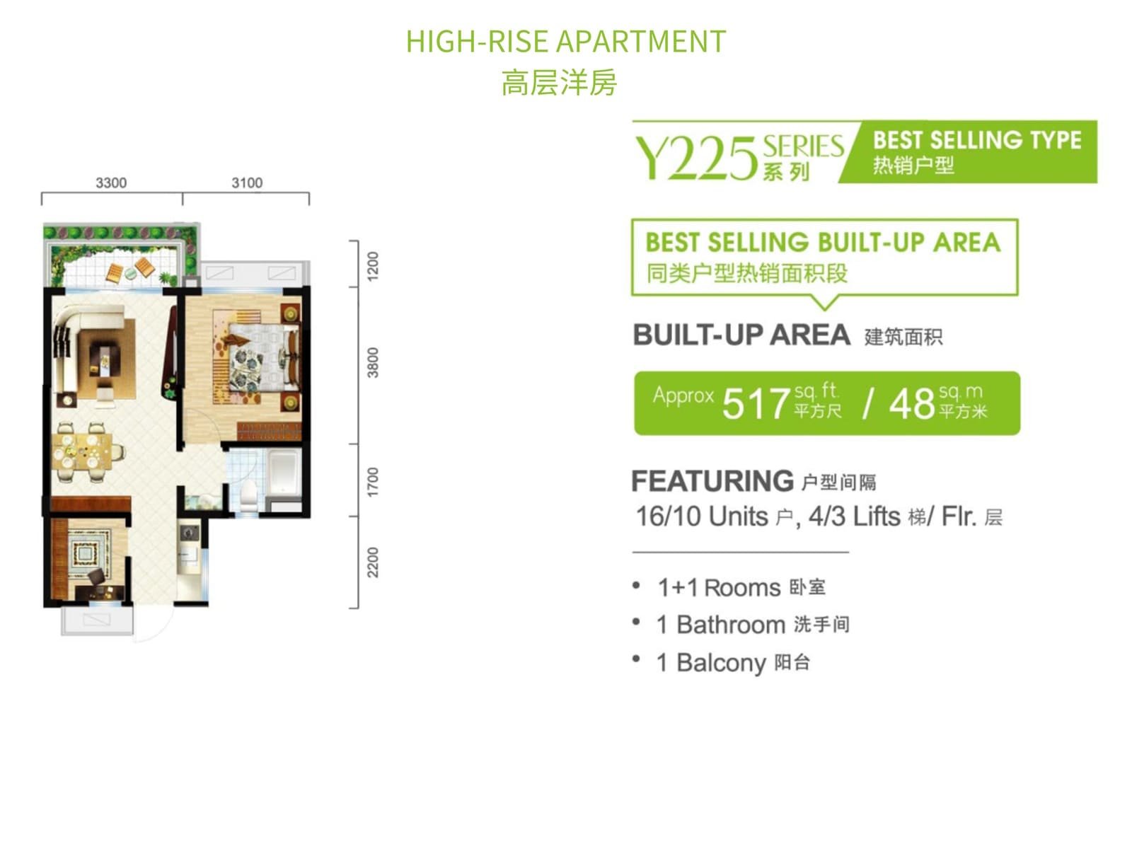 Y225 · 1+1 rooms